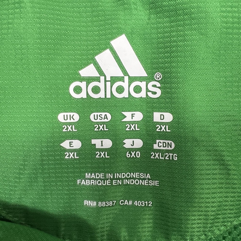 Adidas 2XL Windbreaker Jacket With Hood In Collar Green & Black Soccer Golf Coat - Picture 3 of 13